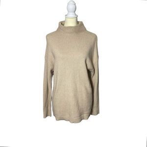Michael Kors Beige Mock Neck Ribbed Knit Sweater Women's Size Large